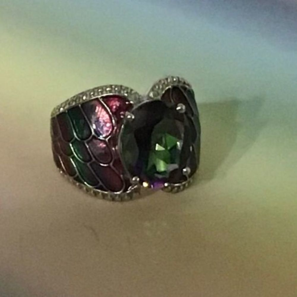 Sterling Silver‎ Mystic Topaz Ring with Italian Enamel - Picture 9 of 12